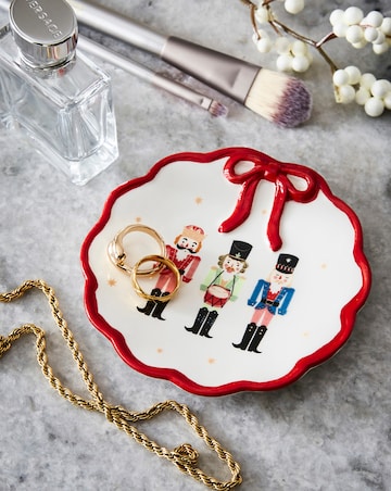 Nutcracker Ceramic Trinket Dish with Bow