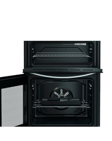 Indesit IDE6VMB 60cm Electric Double Cooker with Ceramic Hob - Black
