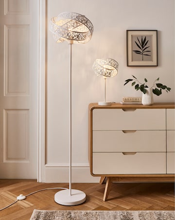 Matte White Fretwork Table Lamp