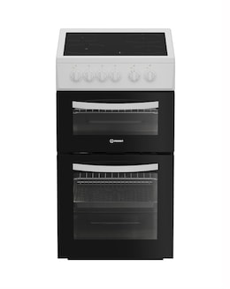 Indesit ITE5VMW 50cm Electric Twin Cooker with Ceramic Hob - White