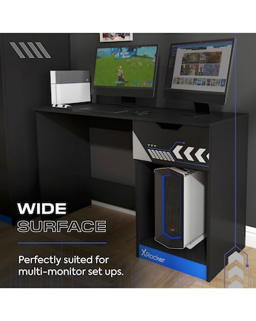 Octane Gaming Desk with Drawer - Blue