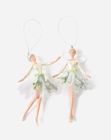 Gisela Graham Snowdrop Fairy Decorations - Set of 2