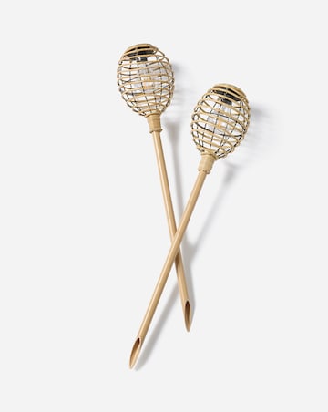 Lumina Natural Rattan Stake Light 2 Pack