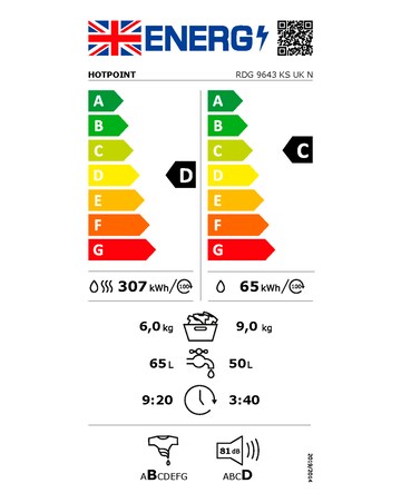 Hotpoint RDG9643KSUKN 9+6kg 1400rpm Washer Dryer + Installation
