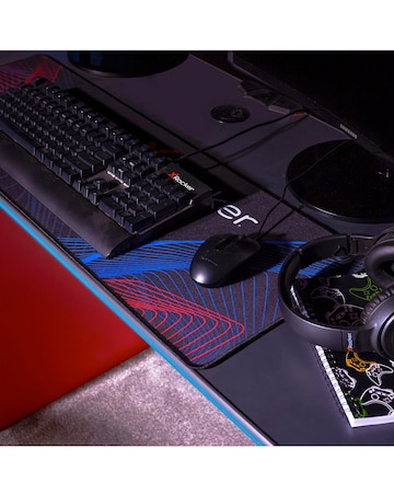 X Rocker Carbon-Tek Desk with Wireless Charging and Neo Fiber LED