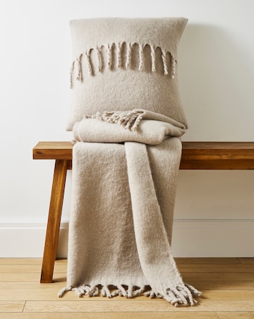 Faux Mohair Fringed Throw - Natural