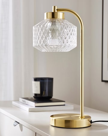 Clear Glass and Brass Table Lamp