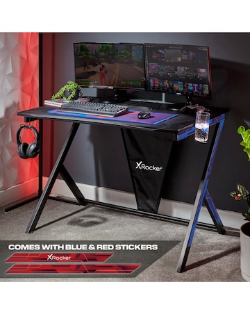 X Rocker Ocelot Gaming Desk with Mousepad - Carbon Black