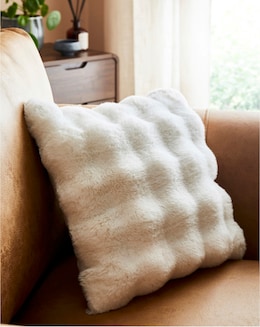 Bubble Faux Fur Cushion - Ivory