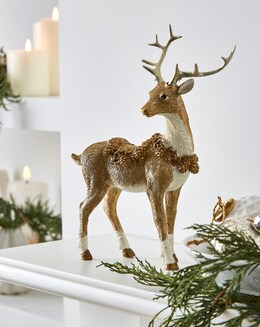 Gisela Graham Gold Resin Stag with Garland