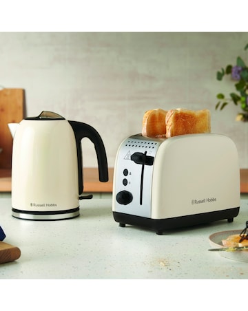 Russell Hobbs Classics Kettle & 2 Slice Toaster Bundle Jasmine White