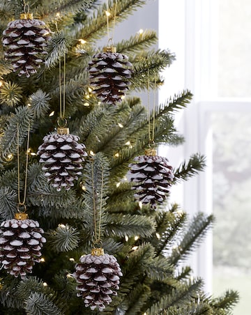 Set of Hanging Pinecones with Glitter - Set of 6