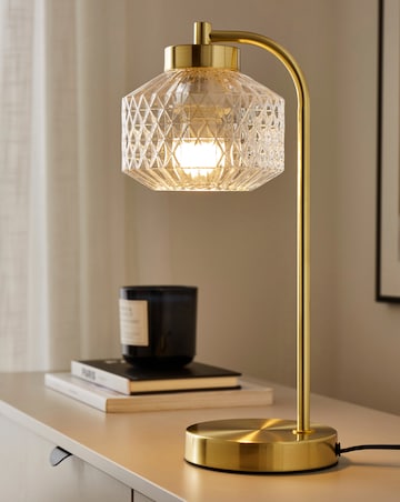 Clear Glass and Brass Table Lamp