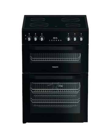 Hotpoint HDE6VDB1 60cm Electric Double Cooker with Multiflow - Black + Install