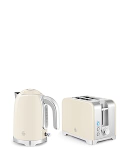 Swan Solace Kitchen Set, 1.7L Kettle, and 930W 2 Slice Toaster - Cream