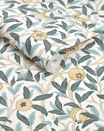 William Morris at Home Bird & Pomegranate Cloudy Blues Wallpaper