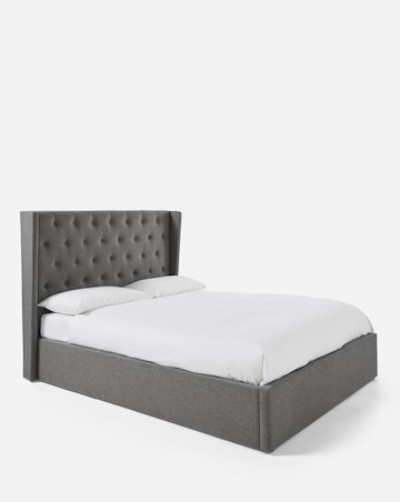 Allegra Winged Fabric Ottoman Bed with 3 Layer Memory Foam Hybrid Mattress