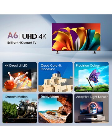 Hisense 75in 75A6NTUK Smart 4K TV with Amazon Alexa and 180W Soundbar Bundle
