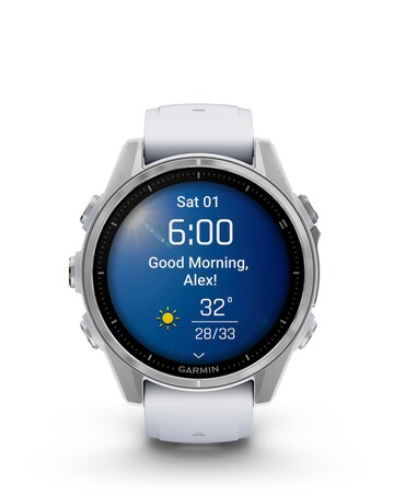 Garmin Fenix 8 43mm Amoled Smart Watch - Silver with Whitestone Silicone Band