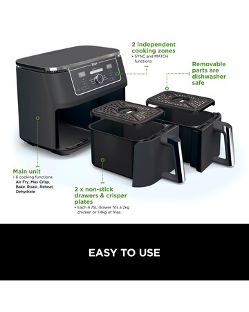 Ninja Foodi Dual Zone 9.5L Air Fryer MAX AF400UK