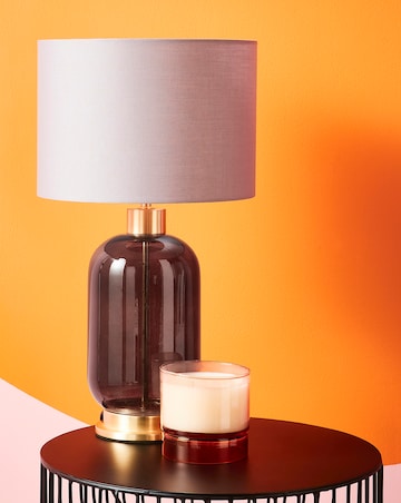 Glass and Satin Brass Base Table Lamp
