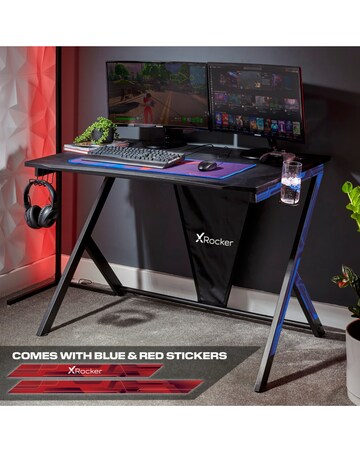 X Rocker Ocelot Gaming Desk and Saturn Junior Gaming Chair Bundle - Red