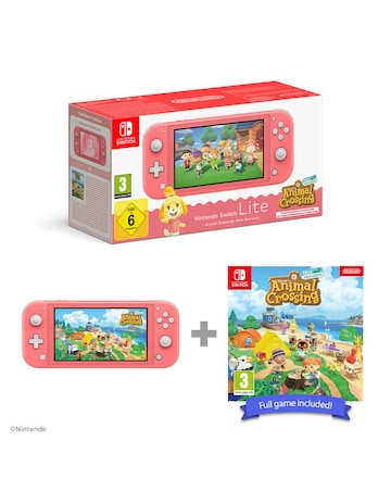 Nintendo Switch Lite Coral + Animal Crossing New Horizons bundle