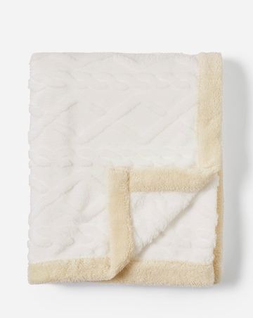Tufted Cable Knit Fleece Throw with Sherpa Border