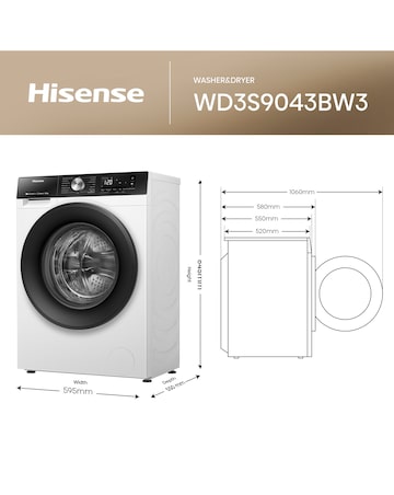 Hisense 3S Series WD3S9043BW3 WiFi-enabled 9kg Washer Dryer - White