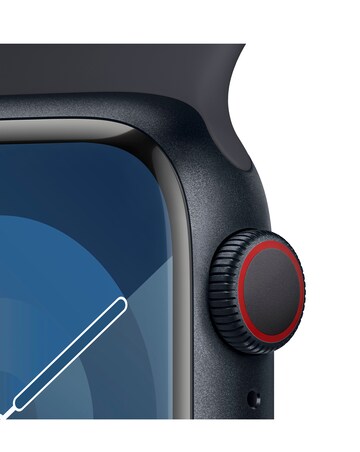 Apple Watch Series 9 Cellular 41mm Midnight Aluminium Case, Sport Band - M/L