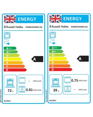 RUSSELL HOBBS 60CM Double Electric Cooker With Induction Hob - Stainless Steel