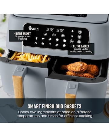 Swan Nordic Grey 8L Digital Dual Basket Air Fryer