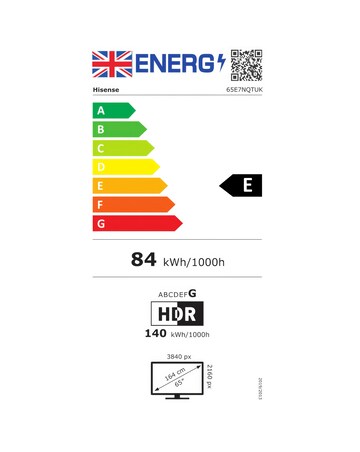 Hisense 65in 65E7NQTUK Smart 4K UHD HDR QLED TV with Amazon Alexa