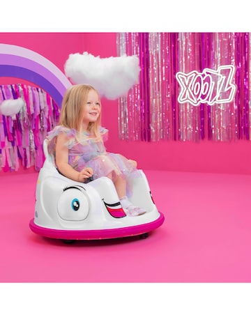 Xootz Kids Electric Unicorn Bumper Car Ride-On - White