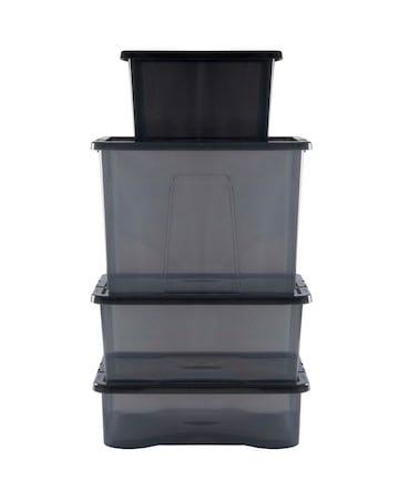 Wham Multisize Crystal Box & Lids Smoke Grey 4Pk