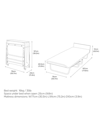 Jay-Be Supreme Automatic Folding Bed with Rebound e-Fibre Mattress - Single