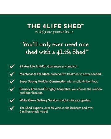 4LIFE Pent Shed 7x5 - Single Door - 2 Windows (Home Delivery)