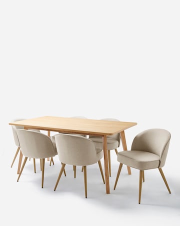 Oslo Dining Table with 6 Emilie Fabric Chairs