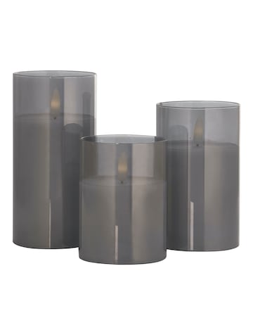 Set of 3 Smoked LED Candles