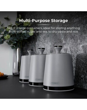 Tower Sera Set of 3 Canisters Grey