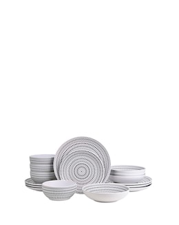 Waterside White Pad Print 16 Piece Dinner Set