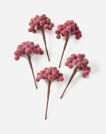 Frosted Red Berry Picks - Set of 5