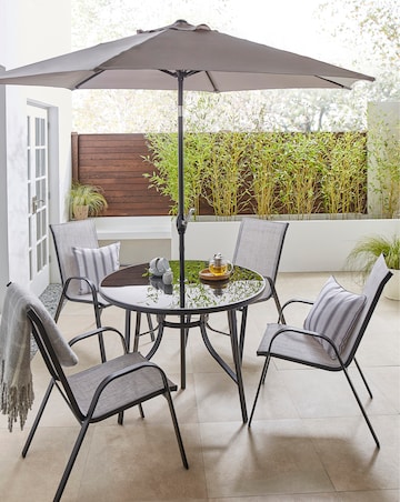 Malaga 4 Seater Dining Set with Parasol