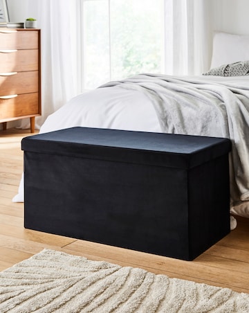 Velvet Foldable Storage Ottoman