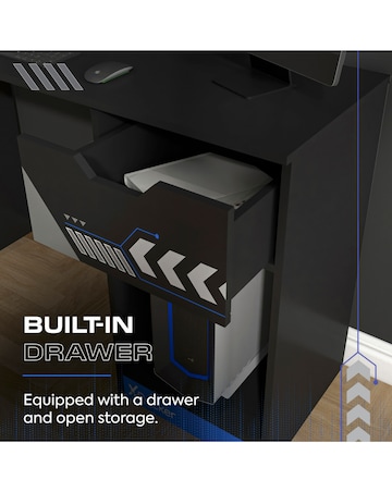 Octane Gaming Desk with Drawer - Blue