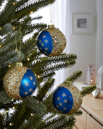 Gisela Graham Moon and Stars Glass Bauble - Set of 3