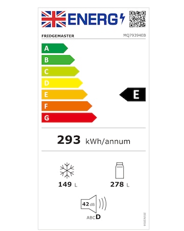Fridgemaster MQ79394EB American Fridge Freezer- E Rated 175 CM