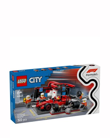LEGO City F1 Pit Stop & Pit Crew with Ferrari Car Model Racing Vehicle Toy 60443