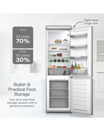 Swan SR11020GRNE Retro 60/40 Fridge Freezer - Grey