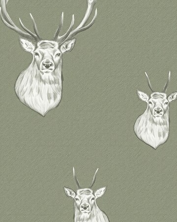 Catherine Lansfield Sage Stag Wallpaper